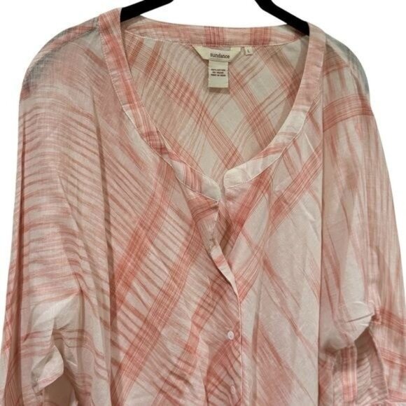 Sundance Plaid Three Quarter Sleeve Tunic Blouse Peasant Cottagecore Boho L - Picture 3 of 10
